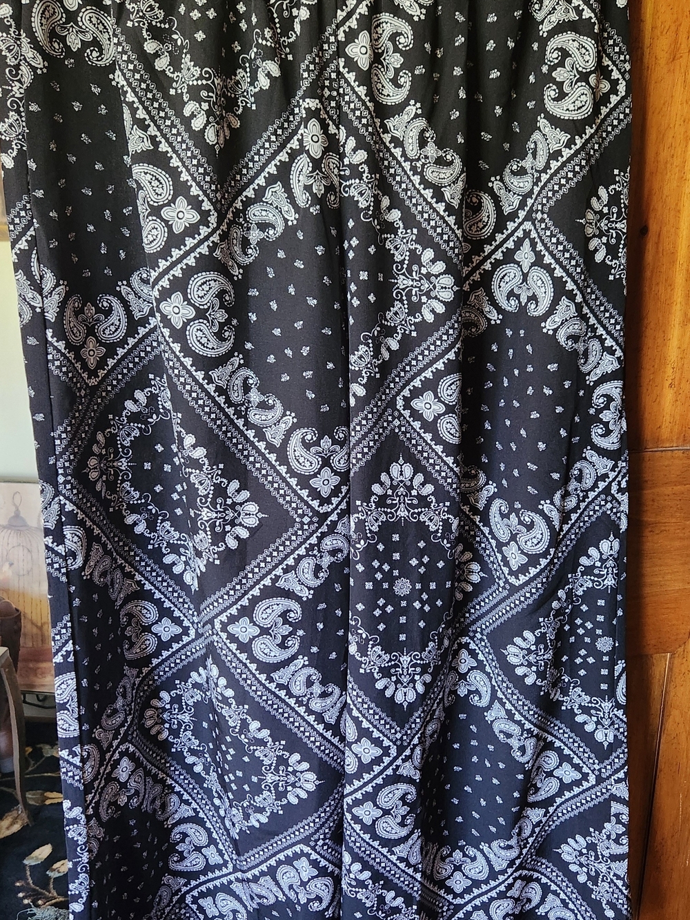 Black & White Paisley Wide-Leg Jumpsuit